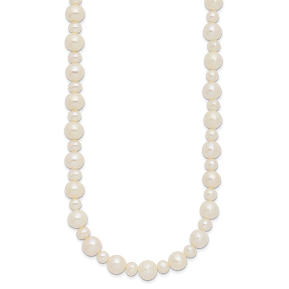 14K White Gold 5-8mm White Near-Round Cultured Pearl 18 inch Necklace