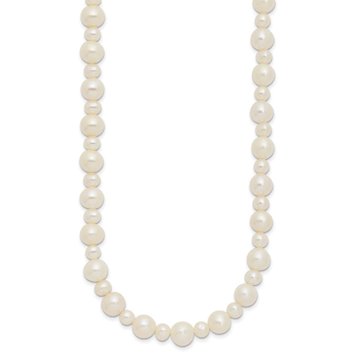 14K White Gold 5-8mm White Near-Round Cultured Pearl 18 inch Necklace