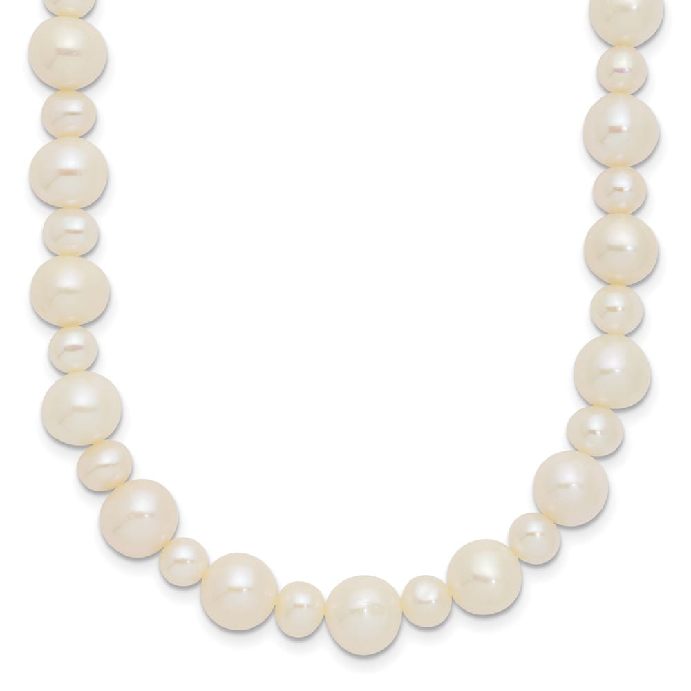 14K White Gold 5-8mm White Near-Round Cultured Pearl 18 inch Necklace