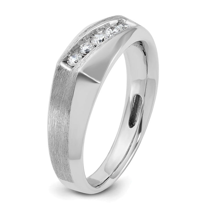 14k White Gold 5-Stone I1 Quality Diamond Men's Ring