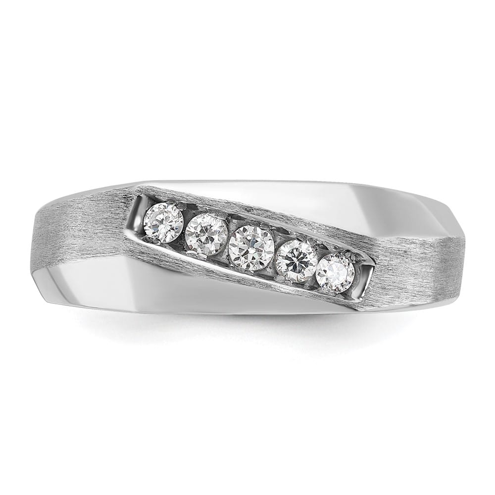 14k White Gold 5-Stone I1 Quality Diamond Men's Ring