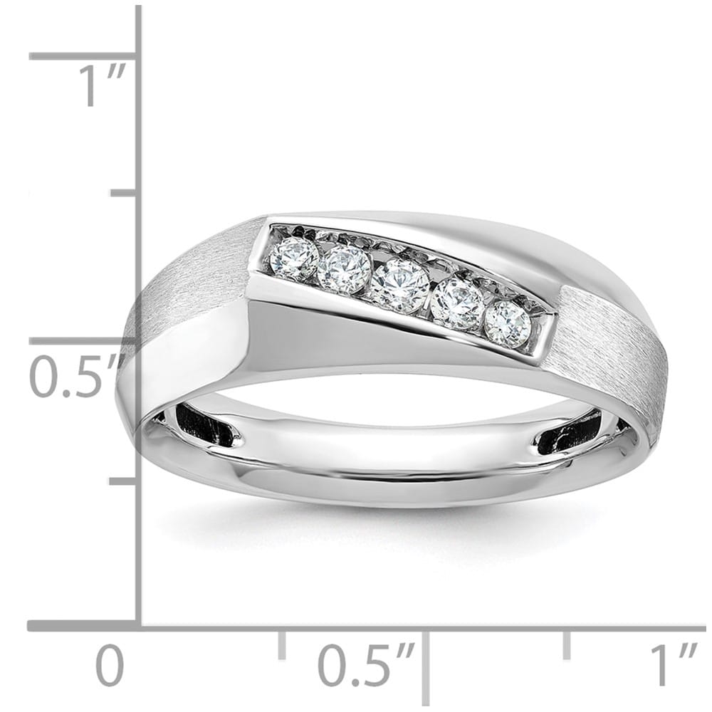 14k White Gold 5-Stone I1 Quality Diamond Men's Ring