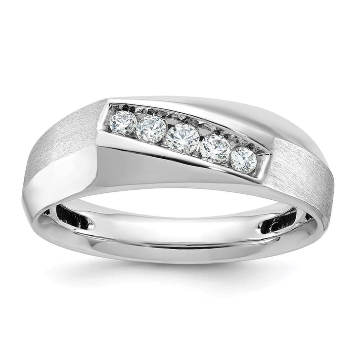 14k White Gold 5-Stone I1 Quality Diamond Men's Ring