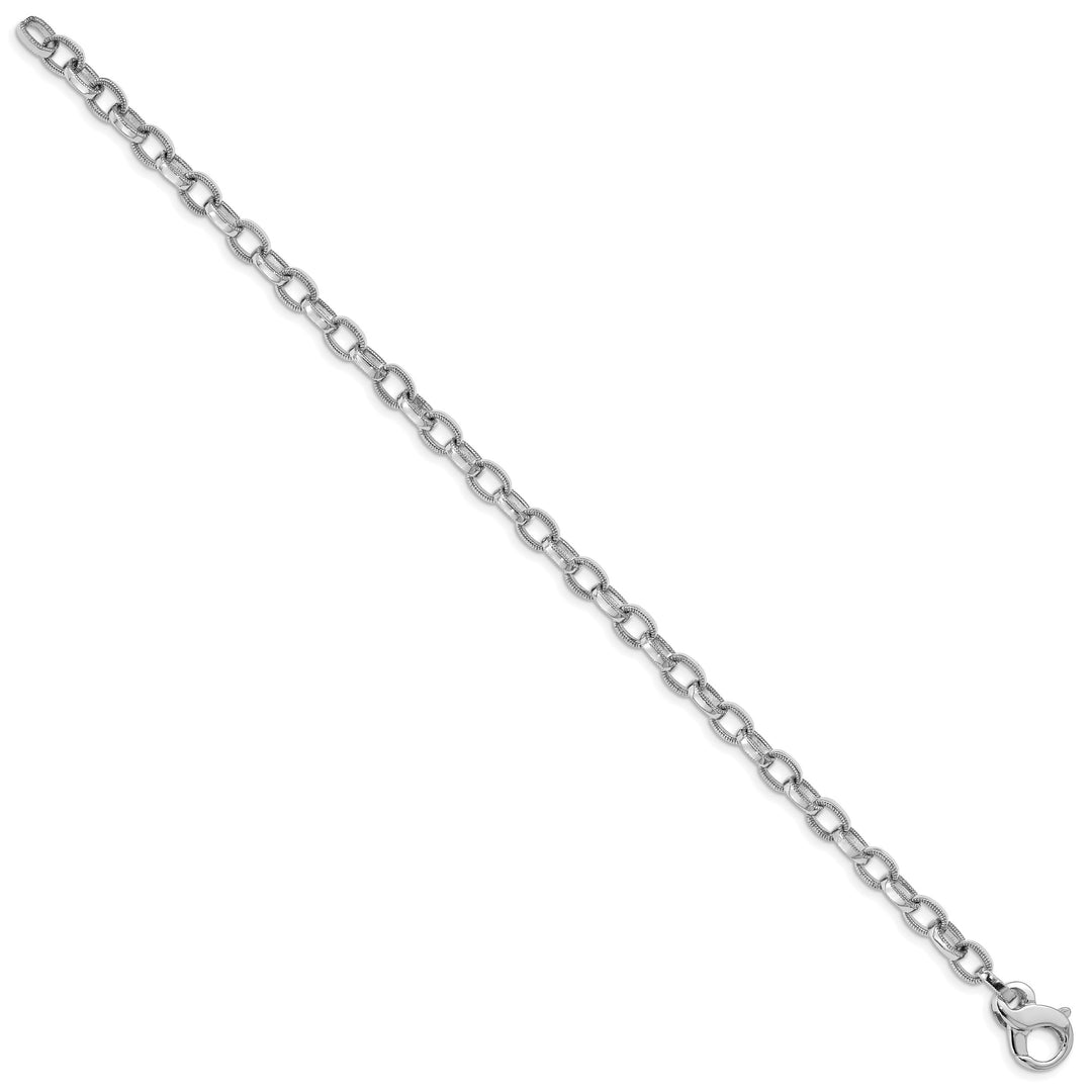 14K White Gold 5mm Hand with Ridged Edge Link Fancy Lobster Clasp