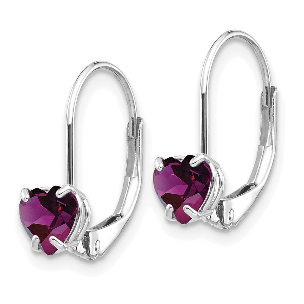 14K White Gold 5mm Heart Leverback Earrings, view 2 of 16