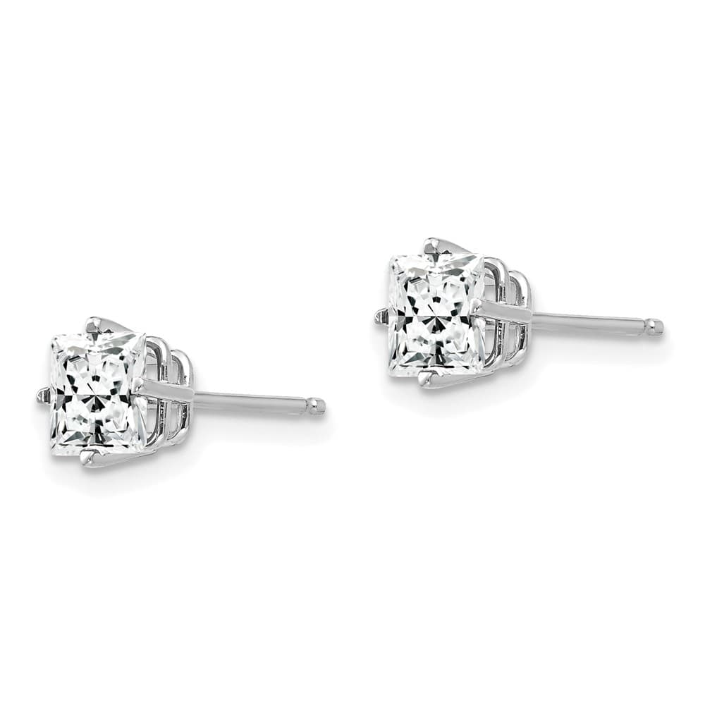14K White Gold 5mm Princess-cut Cubic Zirconia Post Earrings, view 2 of 4