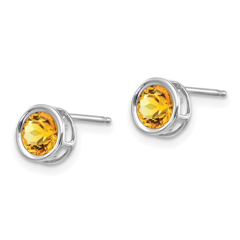 14K White Gold 5mm Round Bezel Post Earrings, view 22 of 24