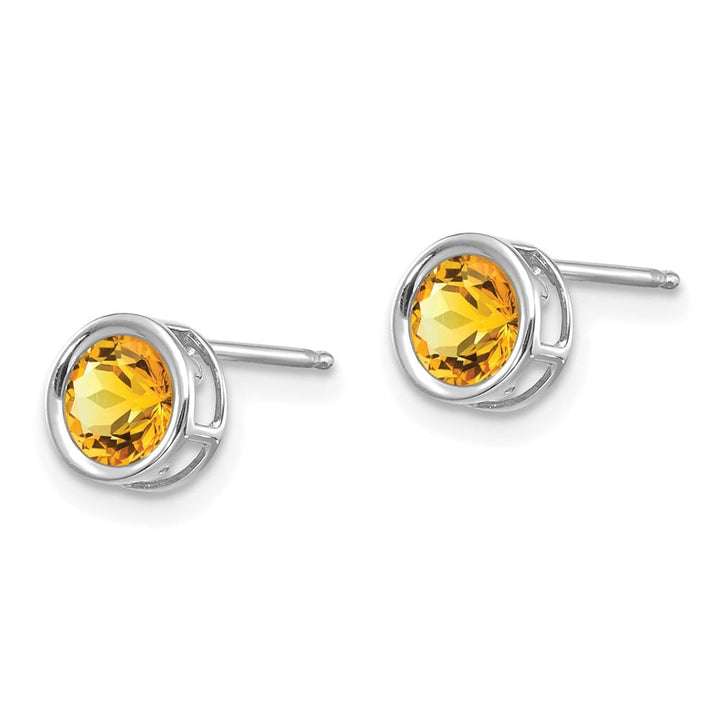 14K White Gold 5mm Round Bezel Post Earrings, view 22 of 24