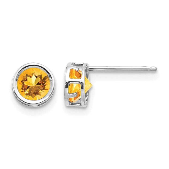 14K White Gold 5mm Round Bezel Post Earrings, view 21 of 24