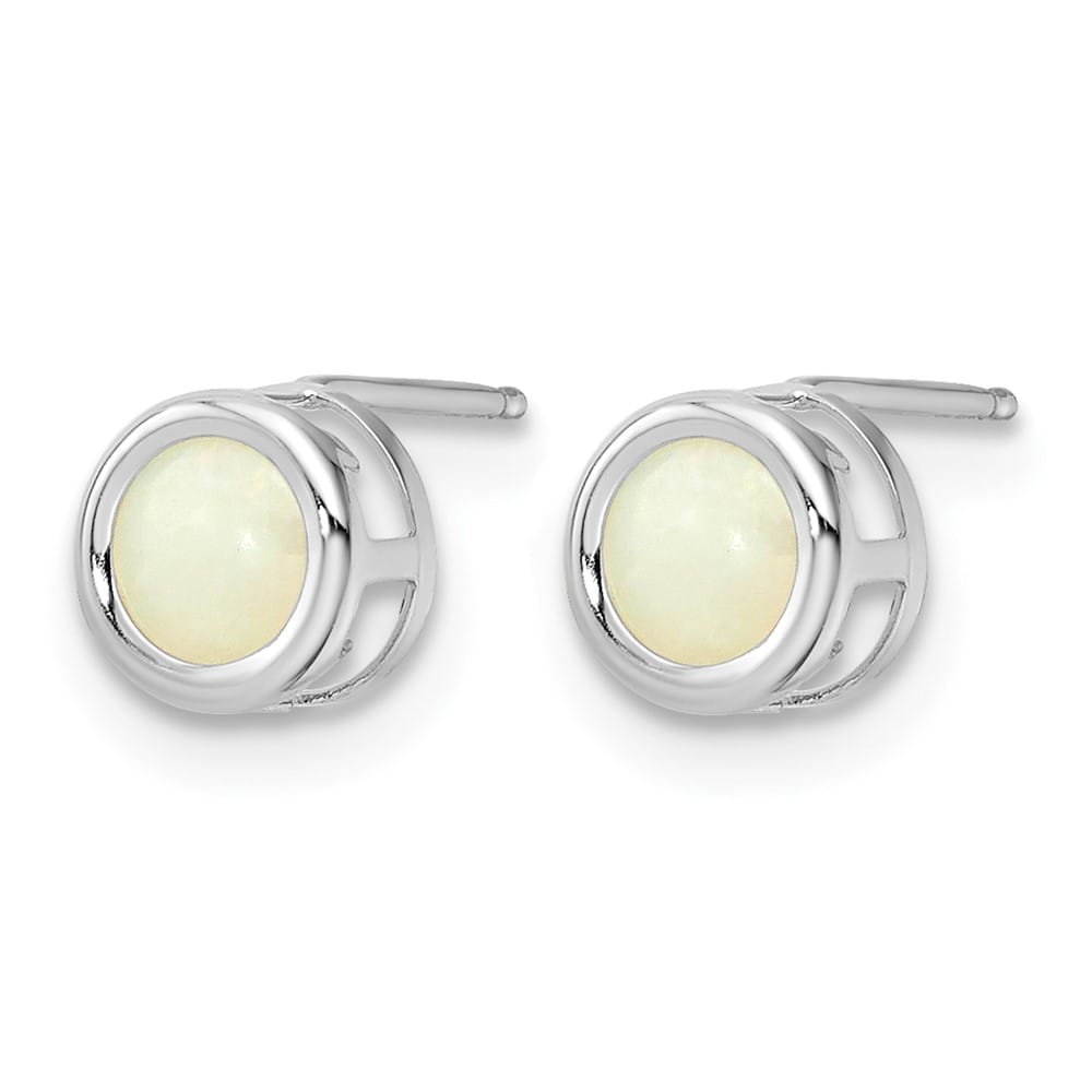 14K White Gold 5mm Round Bezel Post Earrings, view 18 of 24