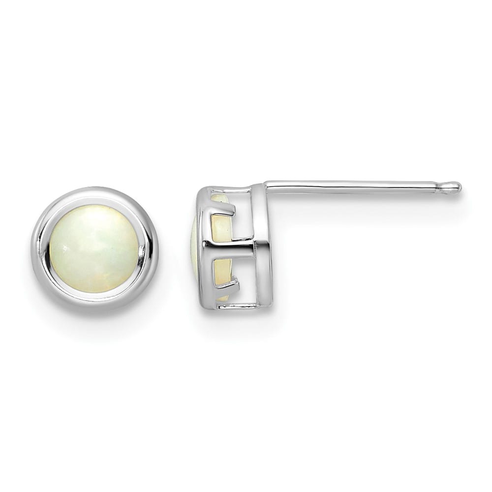 14K White Gold 5mm Round Bezel Post Earrings, view 17 of 24