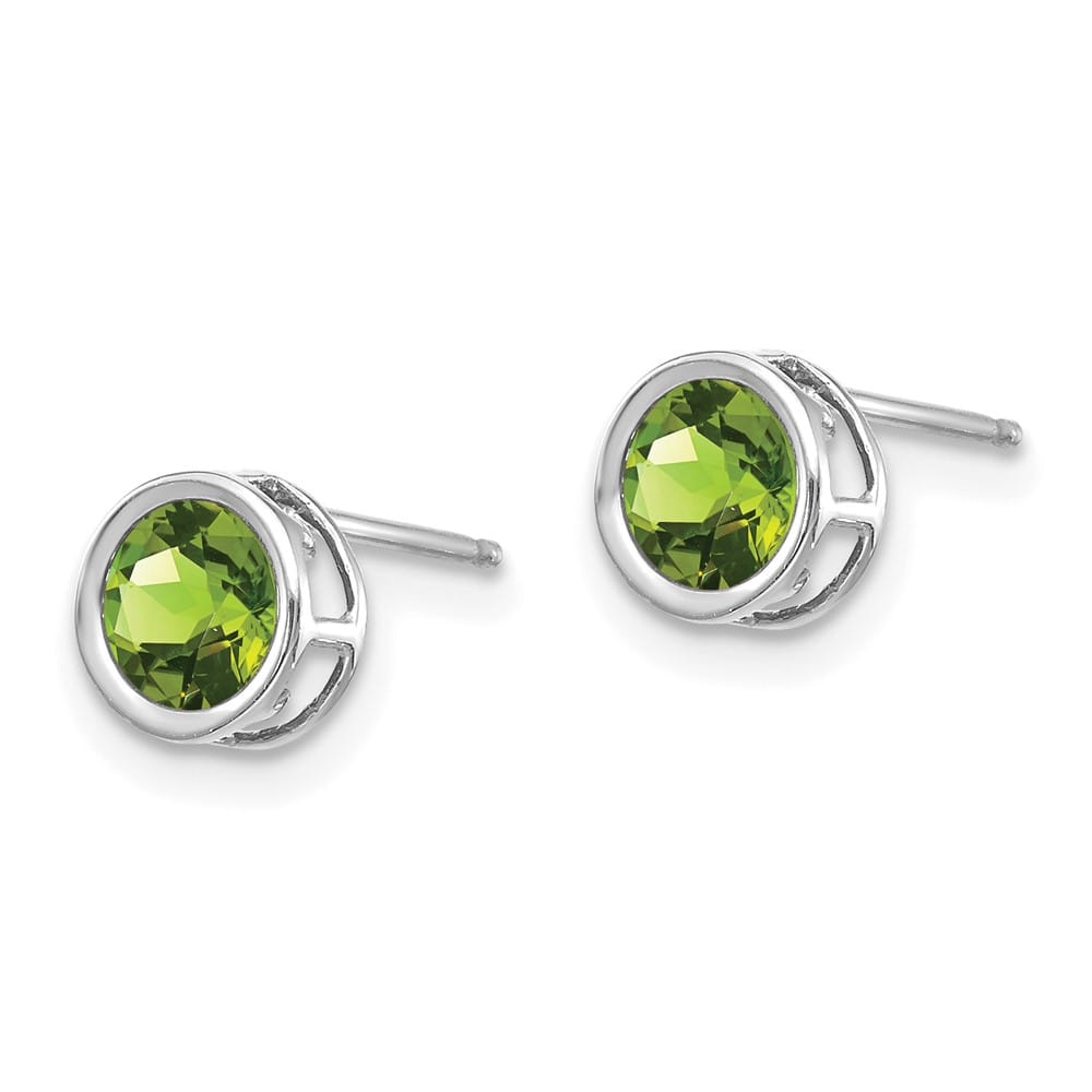 14K White Gold 5mm Round Bezel Post Earrings, view 14 of 24