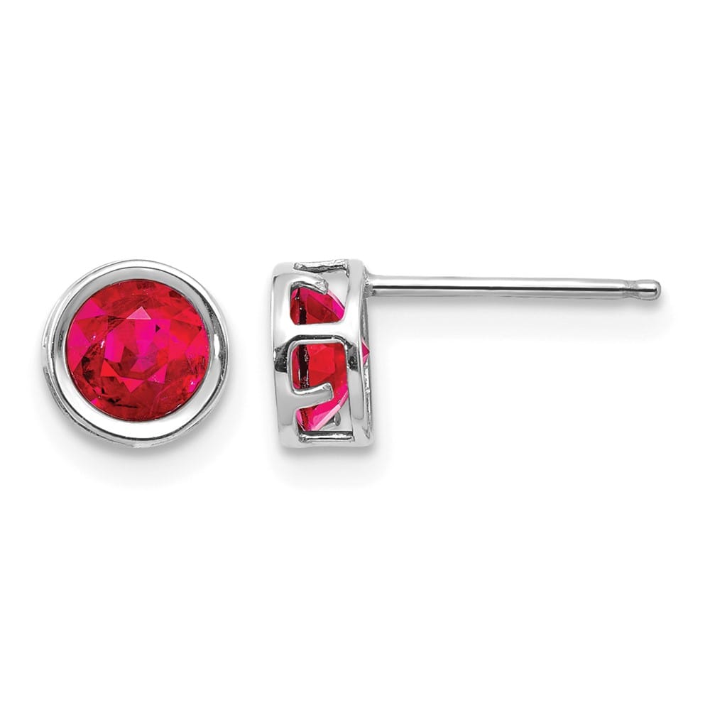 14K White Gold 5mm Round Bezel Post Earrings, view 9 of 24