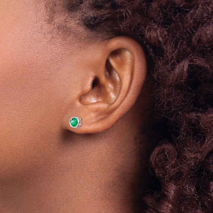 14K White Gold 5mm Round Bezel Post Earrings, view 7 of 24