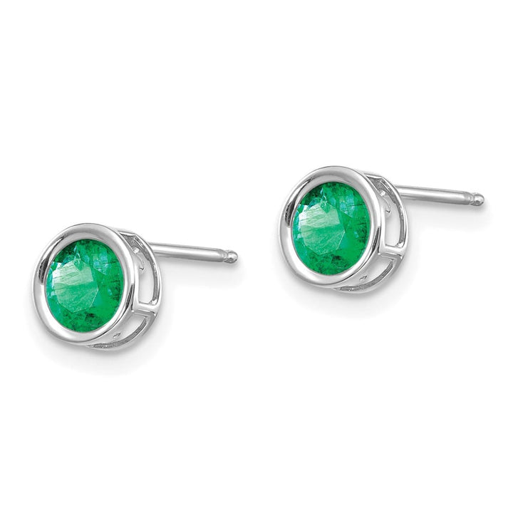 14K White Gold 5mm Round Bezel Post Earrings, view 6 of 24