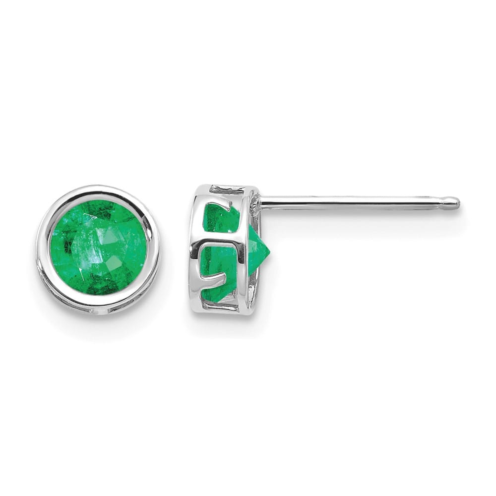 14K White Gold 5mm Round Bezel Post Earrings, view 5 of 24