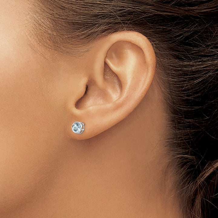 14K White Gold 5mm Round Bezel Post Earrings, view 3 of 24