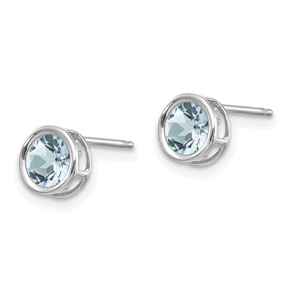 14K White Gold 5mm Round Bezel Post Earrings, view 2 of 24