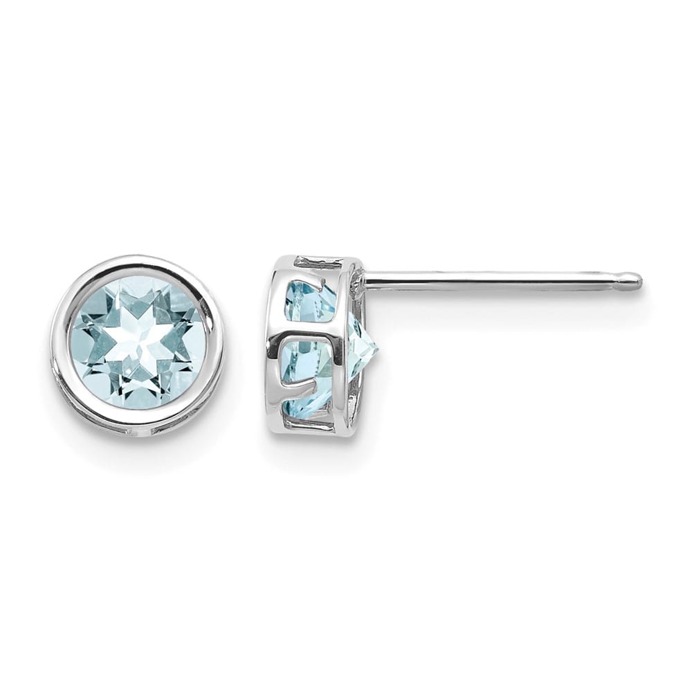 14K White Gold 5mm Round Bezel Post Earrings, view 1 of 24