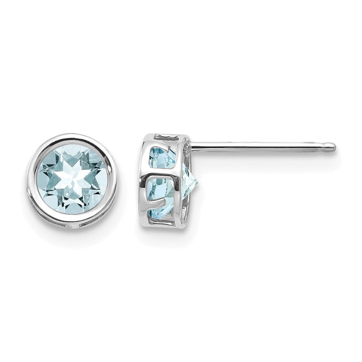 14K White Gold 5mm Round Bezel Post Earrings, view 1 of 24