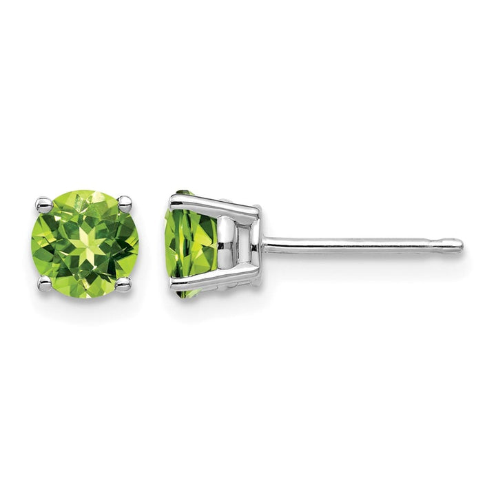 14K White Gold 5mm Round Peridot Post Earrings, view 1 of 4