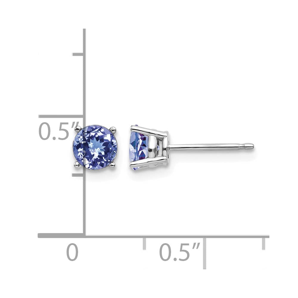 14K White Gold 5mm Round Tanzanite Post Earrings, view 4 of 4