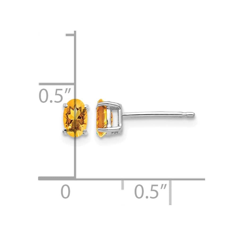 14K White Gold 5x3mm Oval Citrine Post Earrings, view 4 of 4