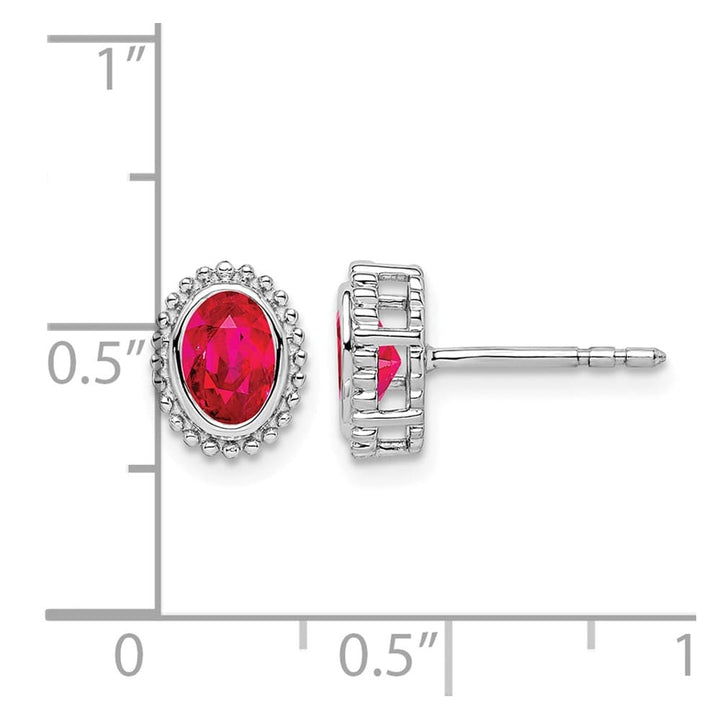 14K White Gold 5x3mm Oval Ruby Post Earrings, view 4 of 4