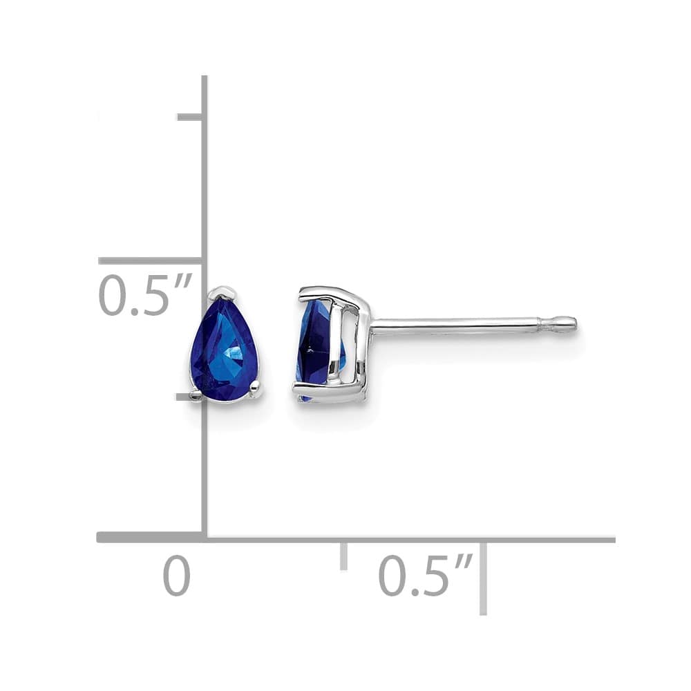 14K White Gold 5x3mm Pear Sapphire Post Earrings, view 4 of 4