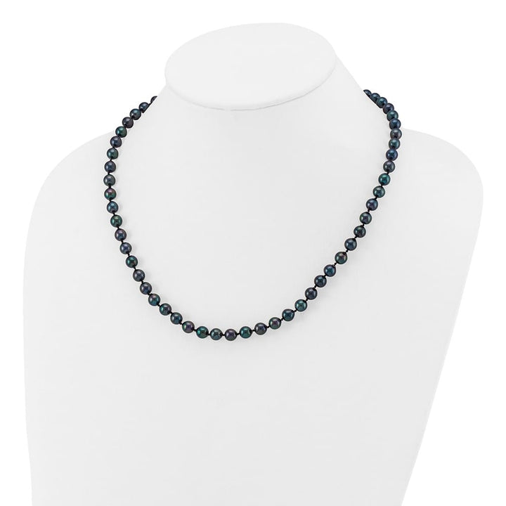 14K White Gold 6-7mm Black Round Akoya Cultured Pearl 18 inch Necklace