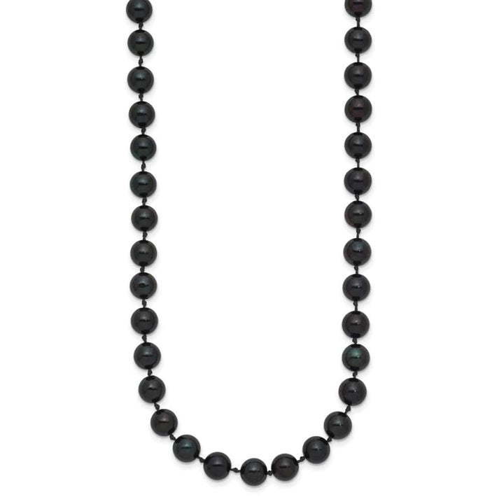 14K White Gold 6-7mm Black Round Akoya Cultured Pearl 18 inch Necklace