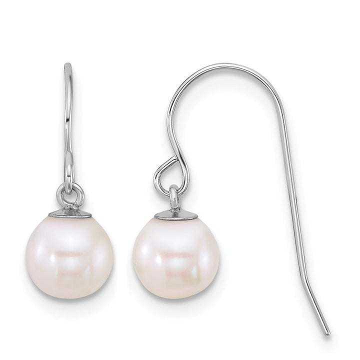 14K White Gold 6-7mm Round White Freshwater Culture Pearl Earrings