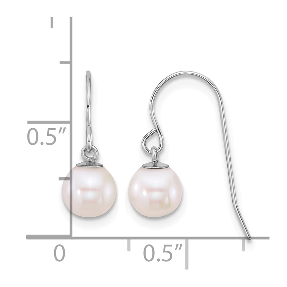 14K White Gold 6-7mm Round White Freshwater Culture Pearl Earrings