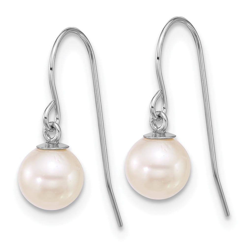 14K White Gold 6-7mm Round White Freshwater Culture Pearl Earrings