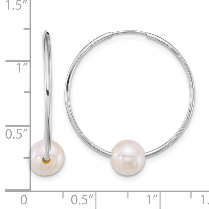 14K White Gold 6-7mm Semi-Round White Freshwater Pearl Earrings