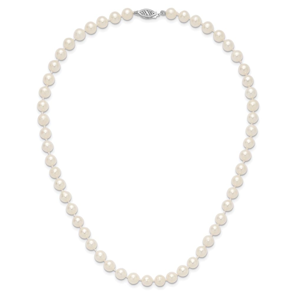14K White Gold 6-7mm White Near Round Cultured Pearl 16 inch Necklace