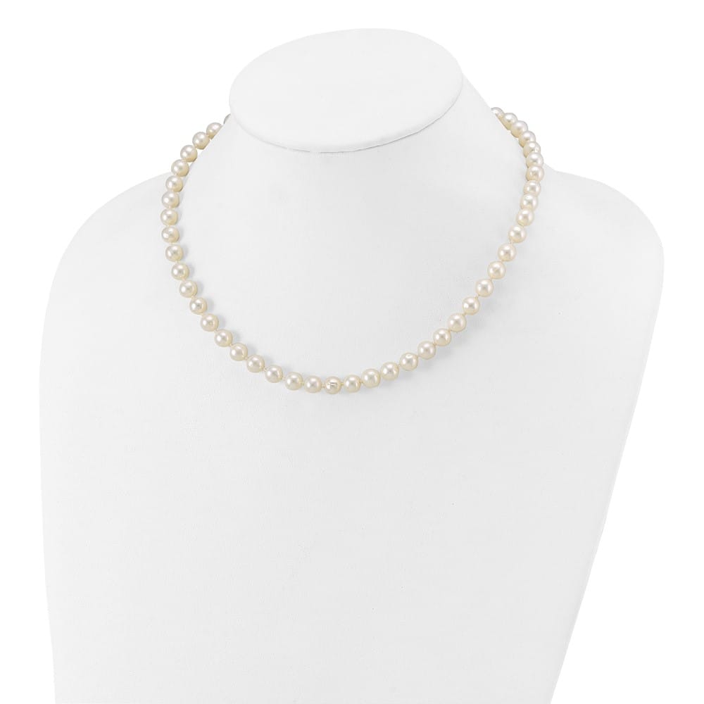 14K White Gold 6-7mm White Near Round Cultured Pearl 16 inch Necklace