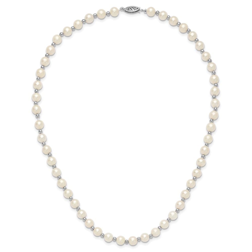 14K White Gold 6-7mm White Near-Round Cultured Pearl 18 inch Necklace