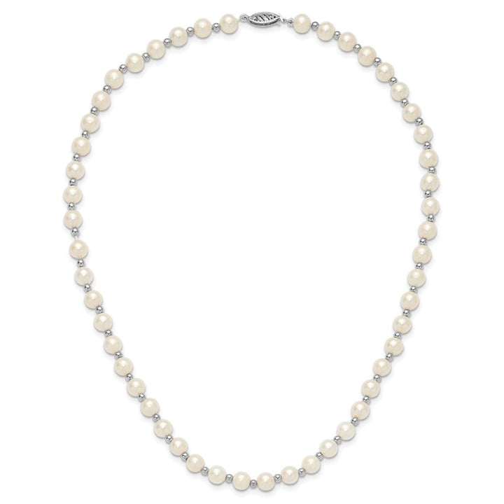 14K White Gold 6-7mm White Near-Round Cultured Pearl 18 inch Necklace