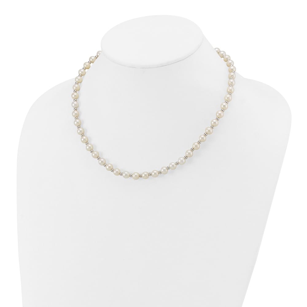 14K White Gold 6-7mm White Near-Round Cultured Pearl 18 inch Necklace