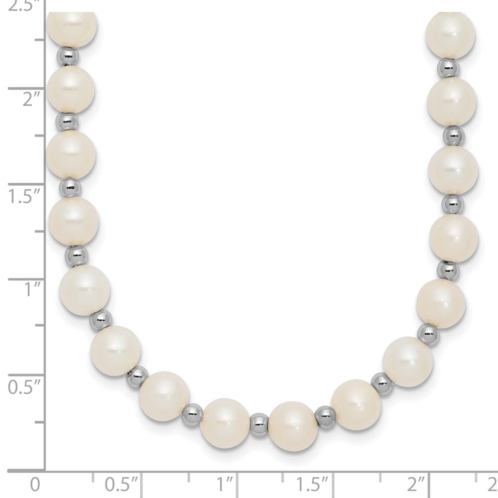 14K White Gold 6-7mm White Near-Round Cultured Pearl 18 inch Necklace
