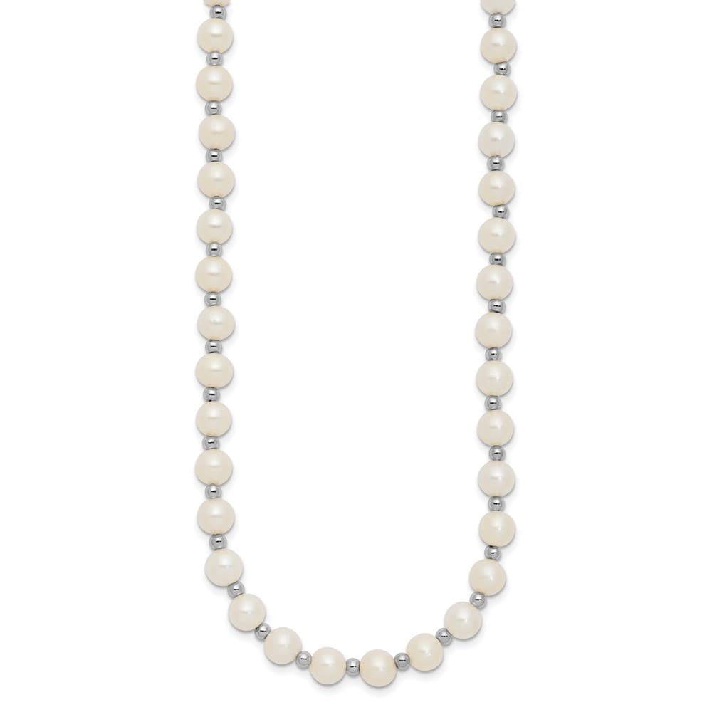 14K White Gold 6-7mm White Near-Round Cultured Pearl 18 inch Necklace