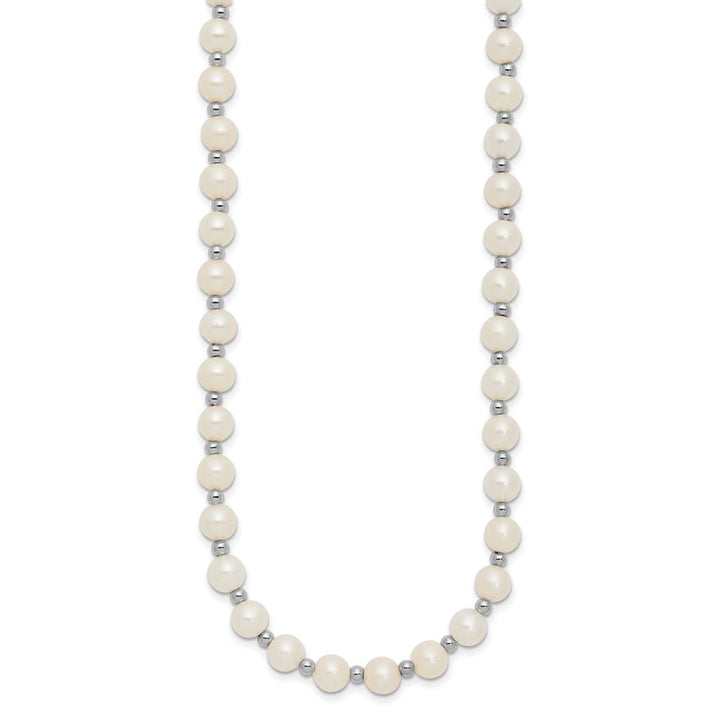 14K White Gold 6-7mm White Near-Round Cultured Pearl 18 inch Necklace