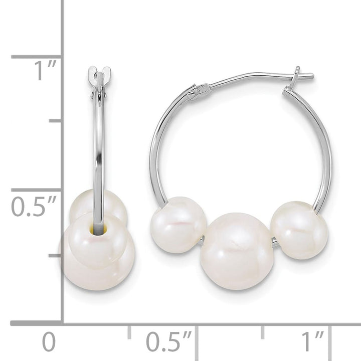 14K White Gold 6-8mm Semi-Round White Freshwater Cultured Earrings