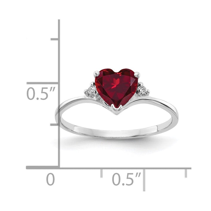 14k White Gold 6 mm Heart Lab-Created Ruby and Diamond Ring