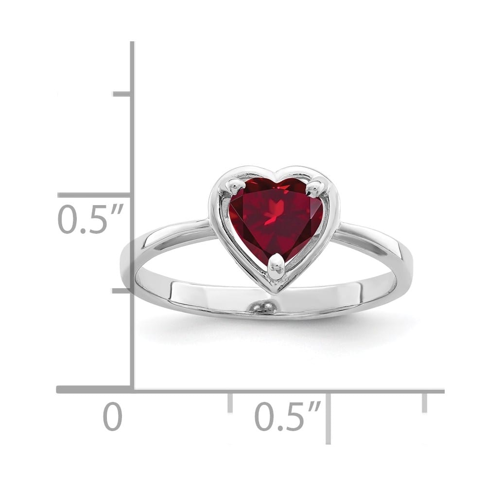 14k White Gold 6 mm Heart Lab-Created Ruby Ring