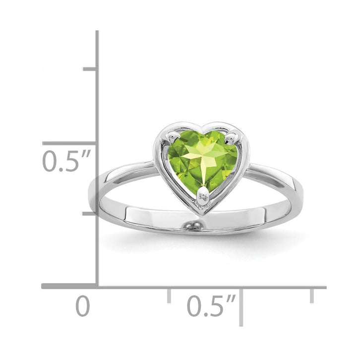 14k White Gold 6 mm Heart Peridot Ring