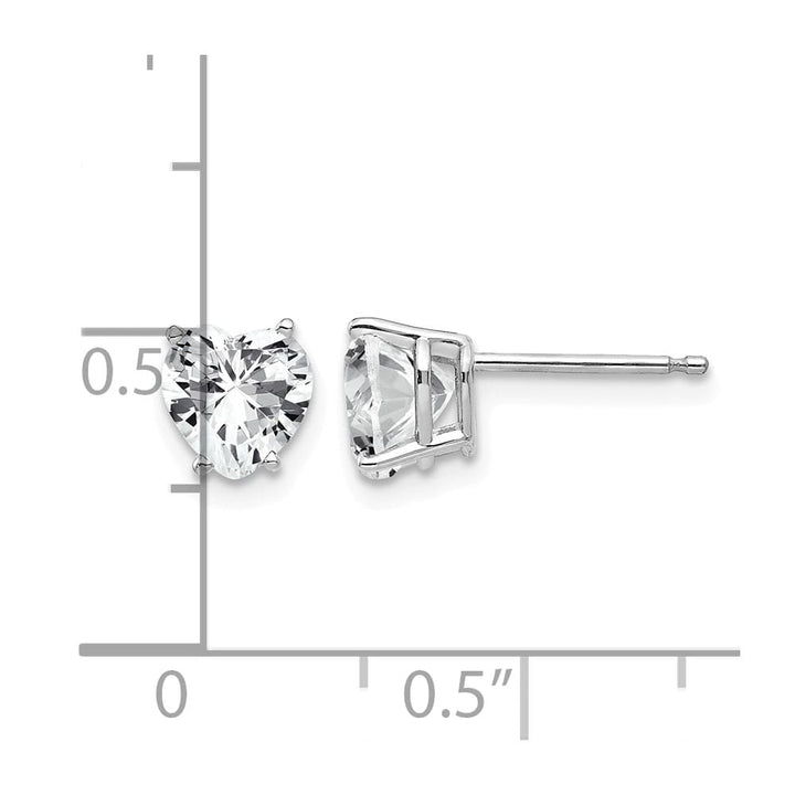 14K White Gold 6mm Heart Cubic Zirconia Post Earrings, view 4 of 4