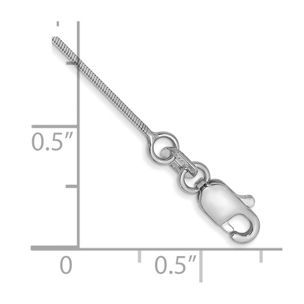 14K White Gold .6mm Octagonal Snake with Lobster Clasp Anklet