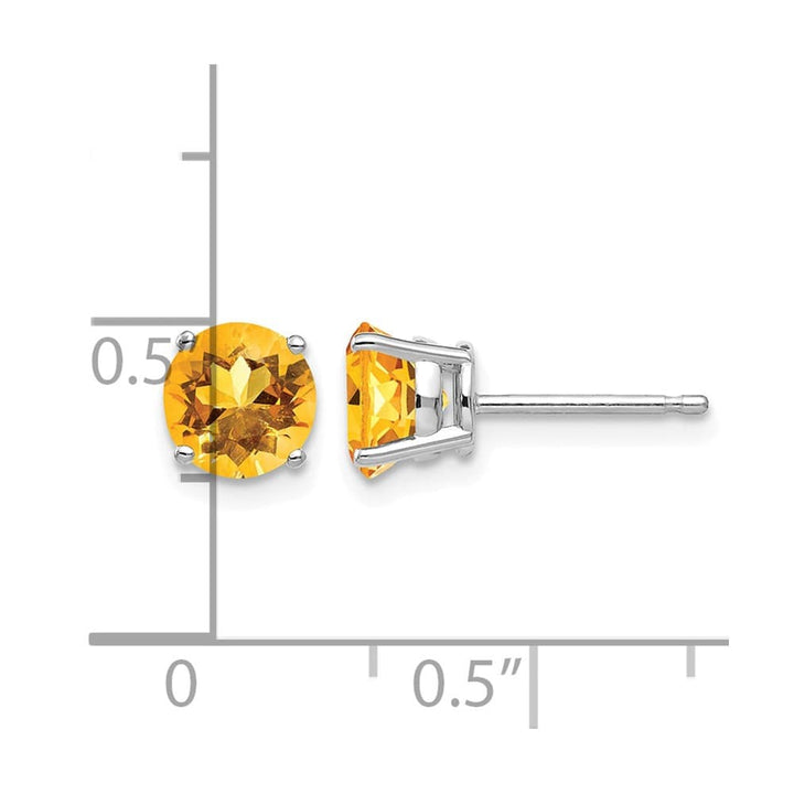 14K White Gold 6mm Round Citrine Post Earrings, view 4 of 4